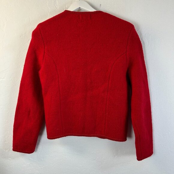 Vintage Carroll Reed Boiled Wool Sweater Size 10 Button Up Jacket Cardigan Red - Picture 2 of 9